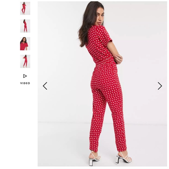 People Tree Red Polka Dot Jumpsuit - Picture 2 of 4